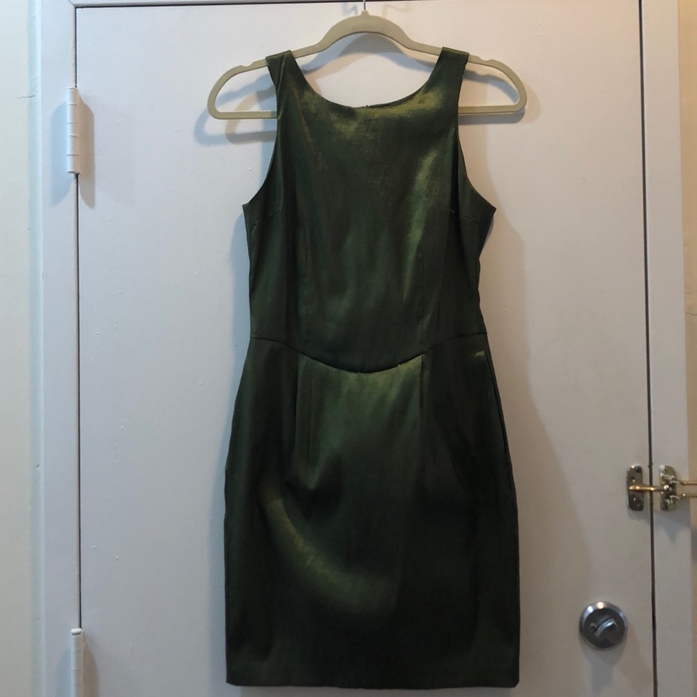 Green tulip dress with pockets. Many belles down.